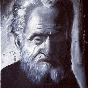 Portrait of an old man (after Rembrandt), original Minimalist Acrylic Painting by Qiao Xi