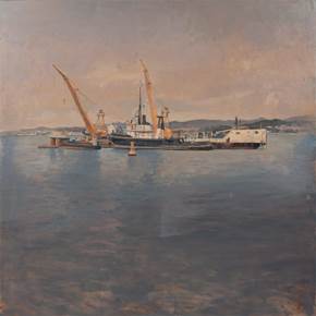 Puerto de Vigo, original Paysage Pétrole La peinture par Juan Manuel Álvarez Cebrián