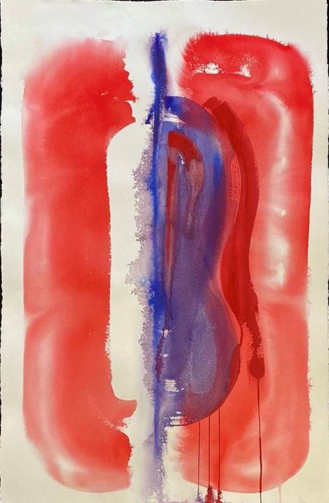 Midnight #6, original Human Figure Watercolor Painting by Gizela N