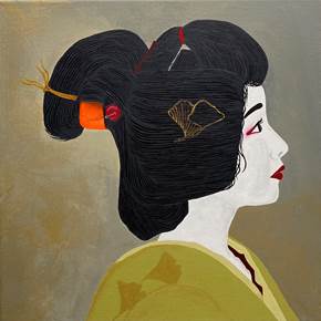 "Flocos...  Cerejeiras em Flor", original Retrato Acrílico Pintura de Renata Carneiro