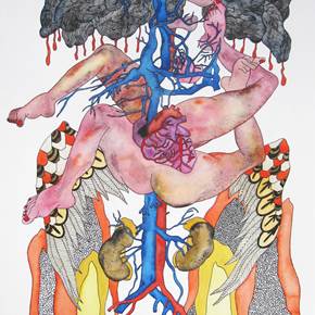 Anatomie 2, original Body Watercolor Drawing and Illustration by Lorinet Julie