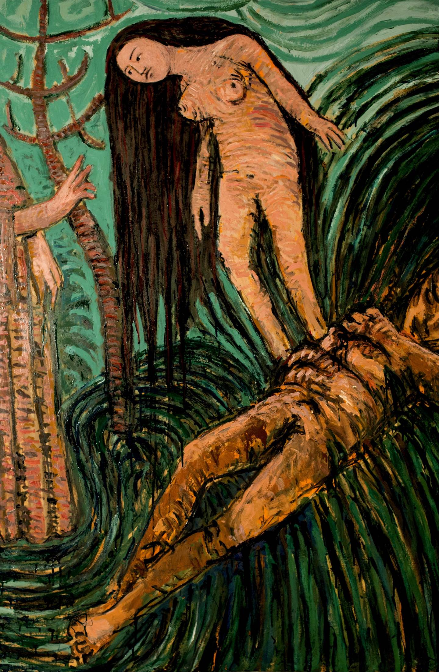 A criação da mulher, original Body Hardboard Painting by Alberto Péssimo