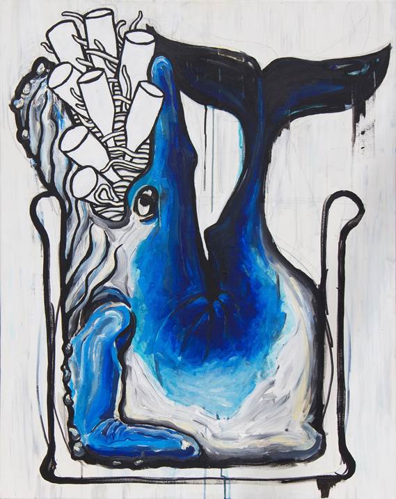 Der Wal, original Animales Acrílico Pintura de Marc Allgaier