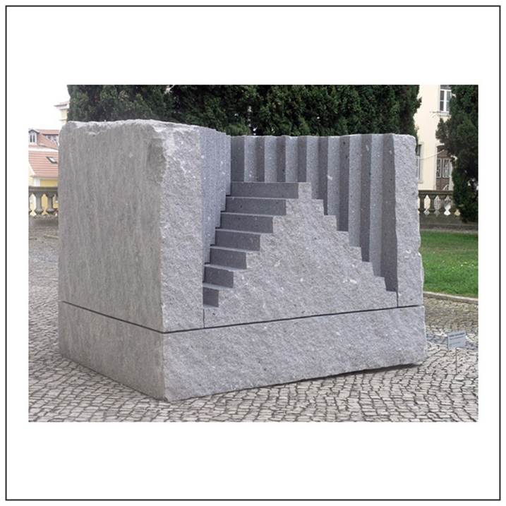 The Stairway to the Castle of your Heart, original Big Granite Sculpture by Volker Schnüttgen