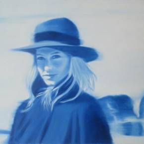 Jeune fille au chapeau en bleu, original Figura humana Petróleo Pintura de Ricardo Gonçalves