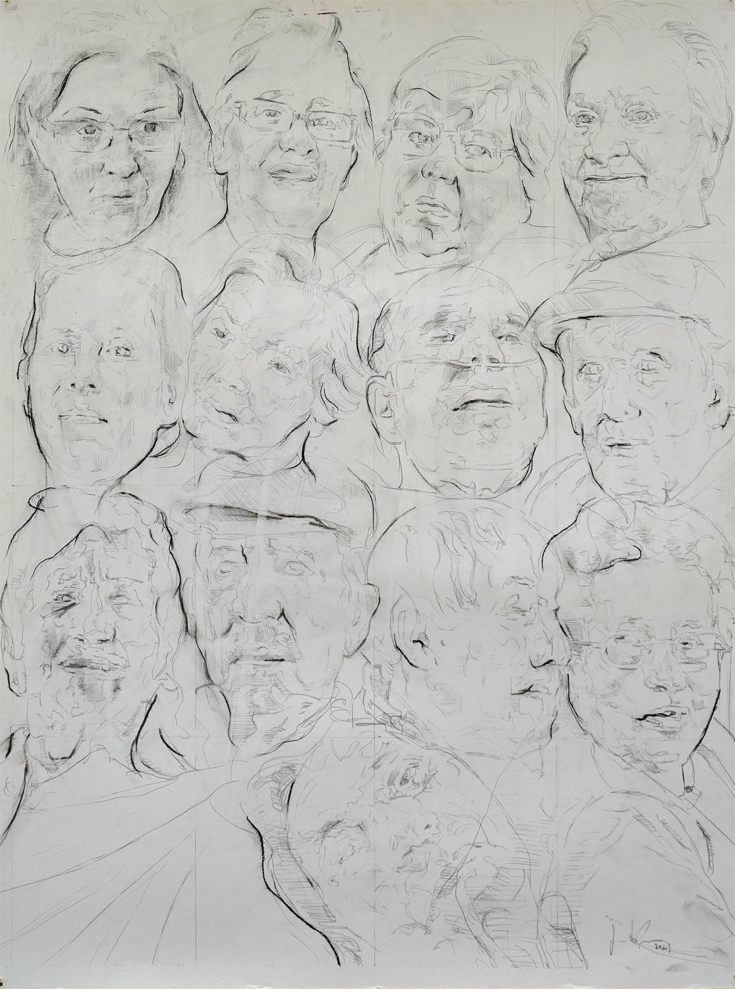 registo de um pequeno grupo de gente (lar de idosos nr.1), Desenho e Ilustração Técnica Mista Corpo original por Juan Domingues